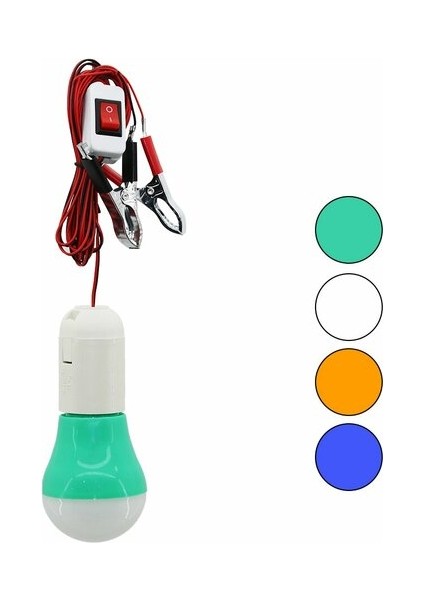 Seyyar - LED Lamba Akü Takviye Kablolu= 4mt 12V - 5W