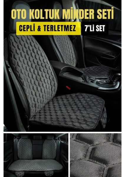 Premium Babyface Kumaş Oto Minder Seti Antrasit( 7 Parça)