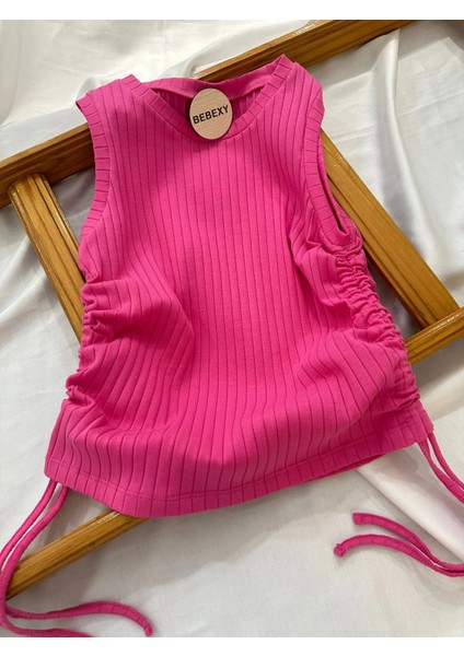 Yanlar Ipli Body Fuşya