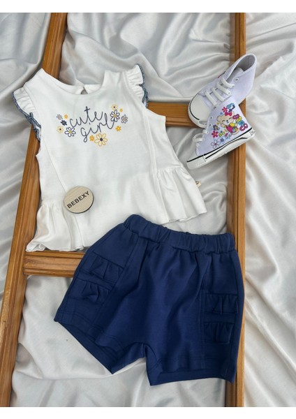 Cute Girl Baskılı Organik Alt Üst Bebek Takım
