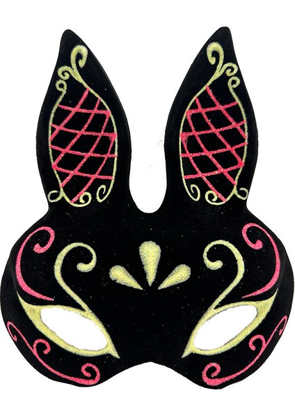 Siyah Kırmızı Gold Tavşan Maskesi