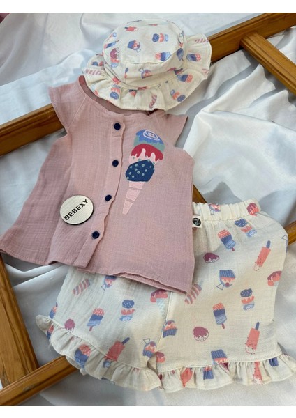 Dondurma Baskılı Şapkalı Kız Takım fiyatları