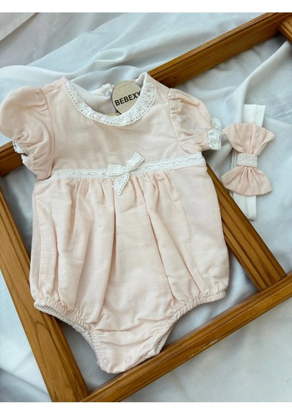 Dantelli Fiyonklu Tulum Pembe