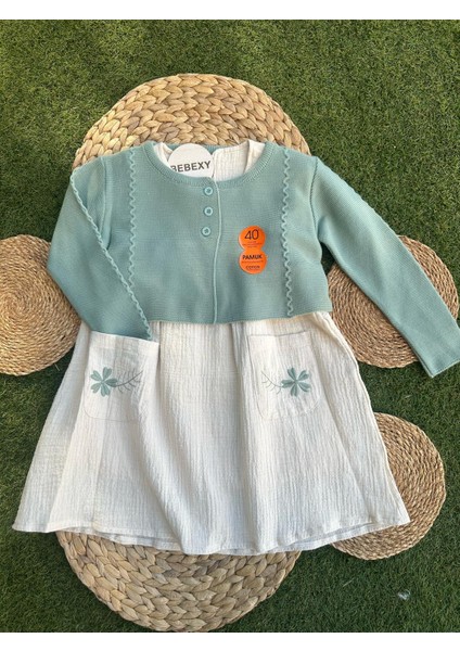 Borelu Nakış Cepli Müslin Elbise