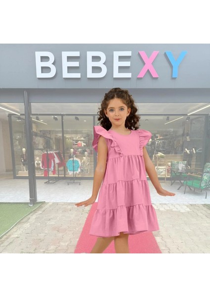 Fırfırlı Mint Elbise Pembe