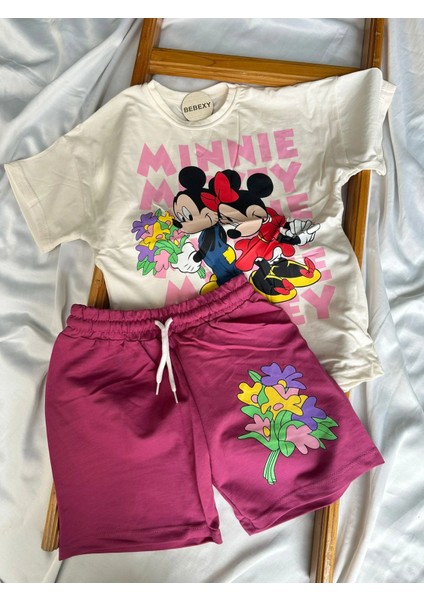 Mickey Minnie Baskılı Şortlu Takım