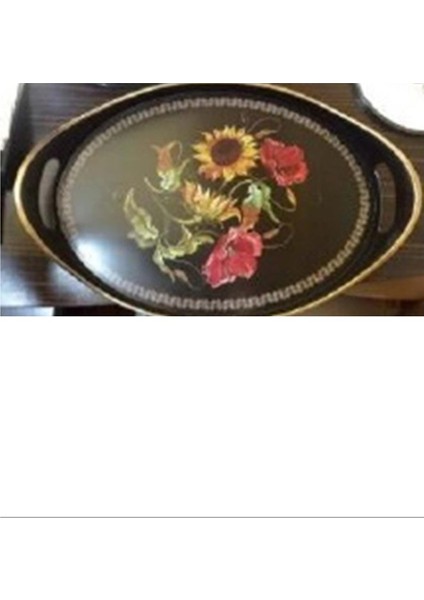 Oval Hira Desenli Sunum Tepsisi -İSR-5723
