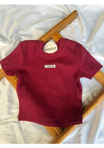 I Mylccl Baskılı Crop Bordo