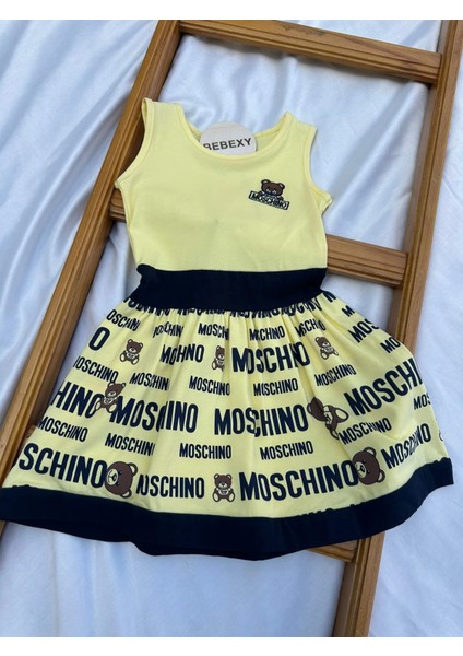Aycıklı Moschino Baskılı Elbise Sarı