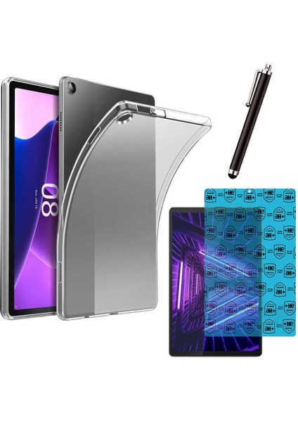 Samsung Galaxy Tab S6 Lite Sm P610 Uyumlu Şeffaf Kılıf Cam Kalem Set