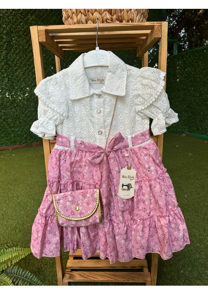 Çantalı Üstü Fisto Elbise Pembe