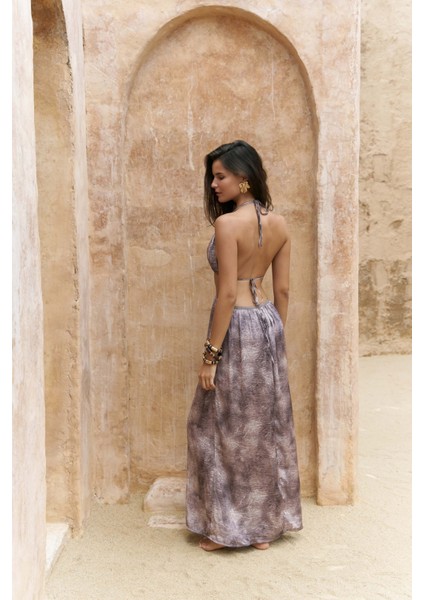 Gralorid Boyundan Bağcık Detaylı Kahve Uzun Elbise fırsatları