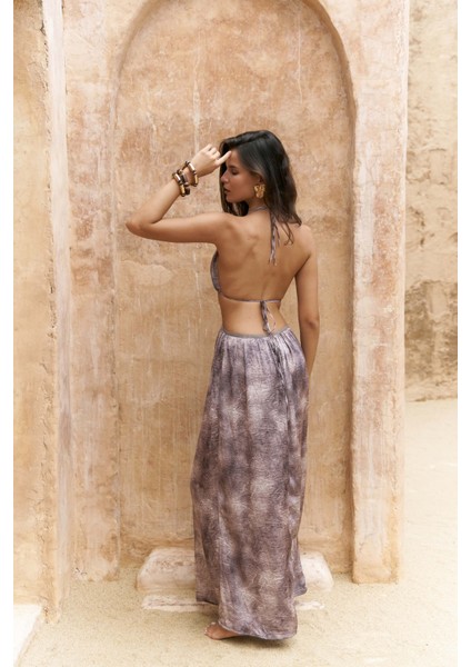 Gralorid Boyundan Bağcık Detaylı Kahve Uzun Elbise indirimleri