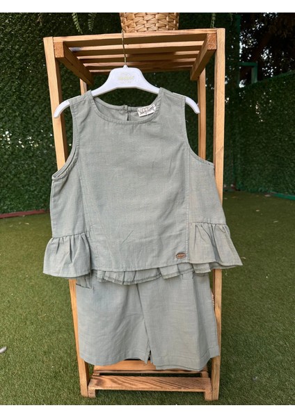 Yanlar Fırfırlı Detaylı Alt Üst Takım Haki