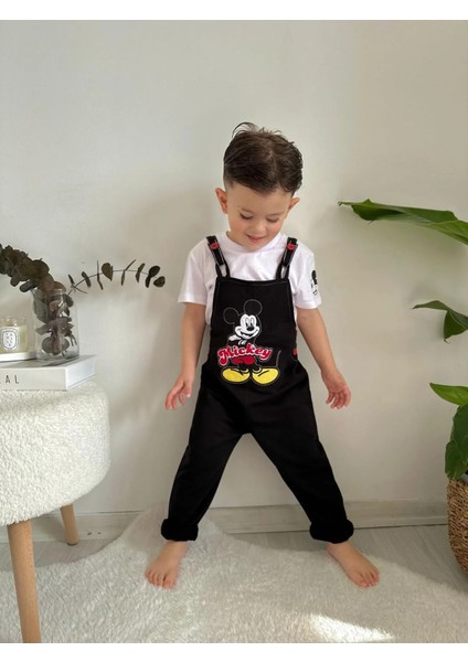 Mickey Baskılı Tişörtlü Tulum & Salopet