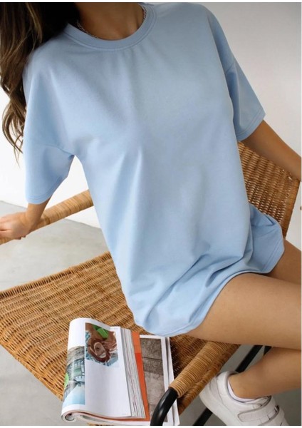 Bisiklet Yaka Pamuk Oversize Boyfriend
