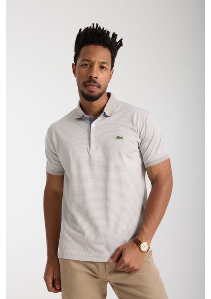 Polo Çizgili Bej Regular Fit