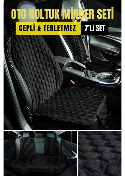 Premium Babyface Kumaş Oto Minder Seti Siyah( 7 Parça)
