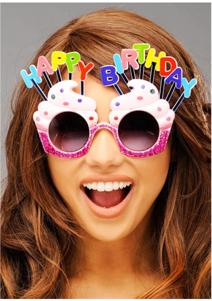 Happy Birthday Yazılı Pembe Fuşya Parti Gözlüğü fiyatları