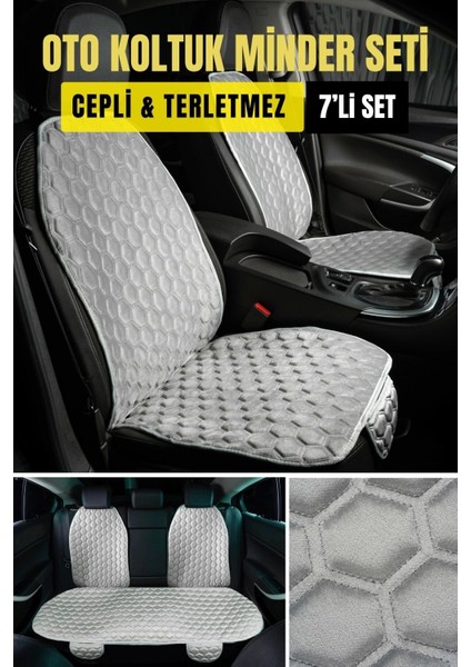 Premium Babyface Kumaş Oto Minder Seti Gri( 7 Parça)
