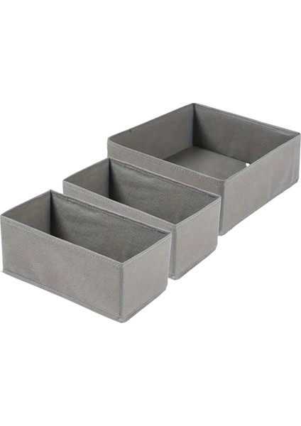 3'lü Gri Çekmece Içi Düzenleyici Organizer Set - Çok Amaçlı Dolap Içi Kutu Seti fiyatları