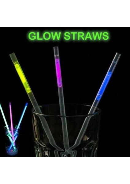 Karanlıkta Parlayan Glow Fosforlu Pipet 3 Renk 3 Adet