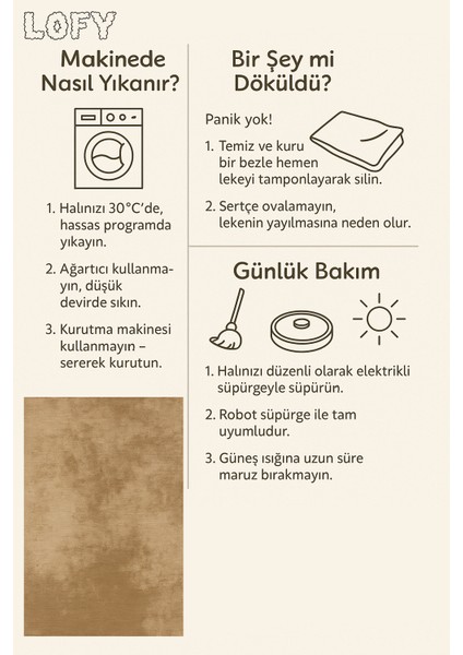 Lofy Halı Düz Renk Kadifemsi Dokulu Karamel Halı 160X230 fiyatları