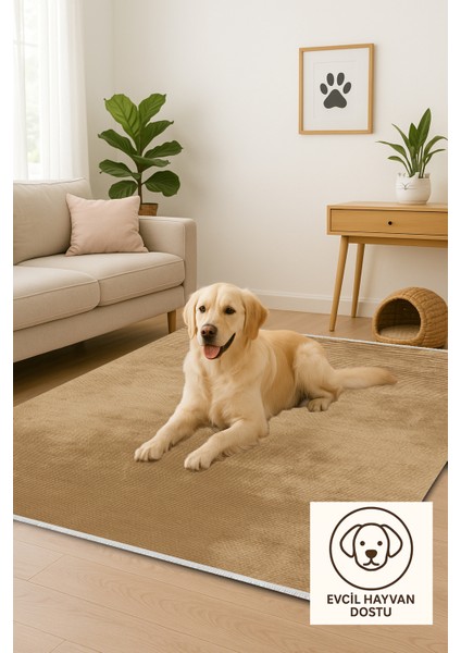 Lofy Halı Düz Renk Kadifemsi Dokulu Karamel Halı 160X230 indirimleri