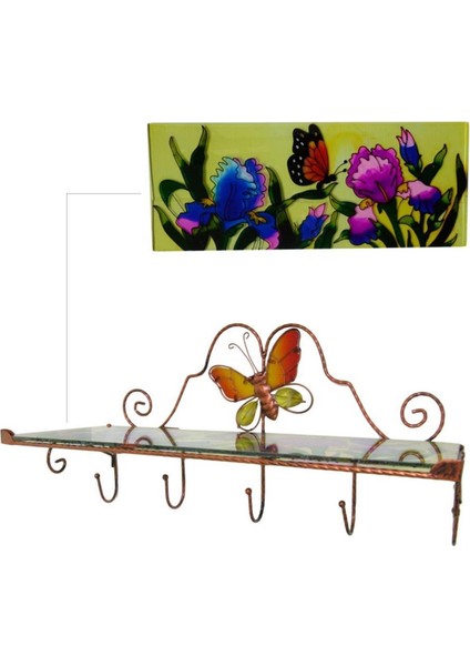 Duvar Rafı Askılı Çiçek Desenli Antre Tipi Cam Metal 50 cm 1 Adet fırsatları