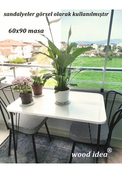 Wood Idea Metal Ayaklı 60X90 Mutfak Masası Balkon Masası Çalışma Masası