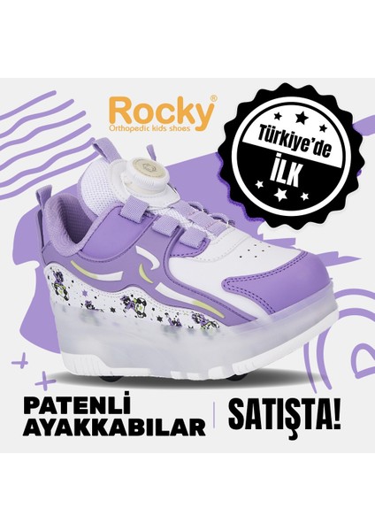 Nils Kız Çocuk Patenli, Işıklı Rahat Mor Spor, Günlük Ayakkabı&sneaker | Yeni Model Tarz Patenli Kaykay Ayakkabı