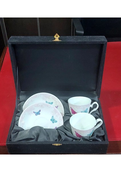 Butterfly Türk Kahve 2'li Set Kadife Kutulu Ingiliz England