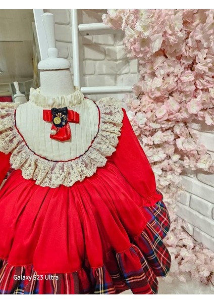 Kırmızı Kareli Kız Bebek Elbisesi fiyatları