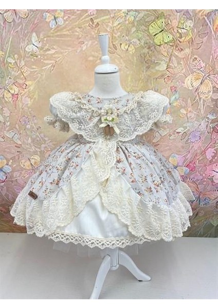 Hly Karol Kız Çocuk Elbisesi Kısa Kol Prenses Kesim Doğum Günü İçin Tasarım 2-8 Yaş