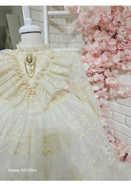 Angel Dantelli Uzun Kollu Kız Bebek Elbisesi modelleri