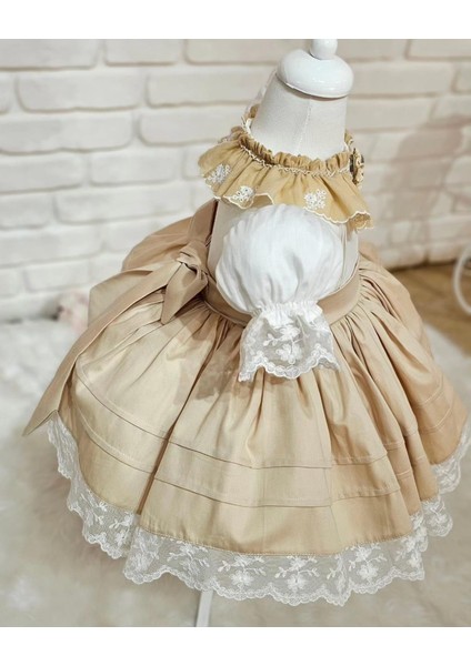 Kapiçino Vintage Kız Bebek Elbisesi,Doğum günü elbise,fotoğraf çekim elbise,0-12 Yaş Uygun modelleri