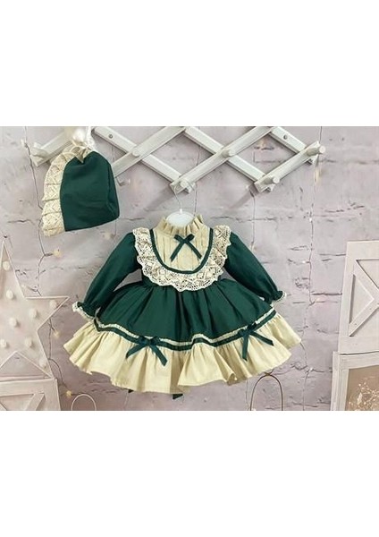 Yeşil Latte Vintage Kız Bebek Elbisesi, Özel Dikim Kız Çocuk Elbisesi, Doğum Günü Elbisesi, Fotoğraf Çekim Elbisesi, Kız Bebek Hediyesi, 0-7 Yaşa Uygun modelleri
