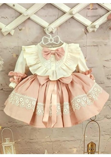 Pudra Pembe Vintage Kız Bebek Elbisesi, Özel Dikim Kız Çocuk Elbisesi, Doğum Günü Elbisesi, Fotoğraf Çekim Elbisesi, Kız Bebek Hediyesi, 0-7 Yaşa Uygun fiyatları