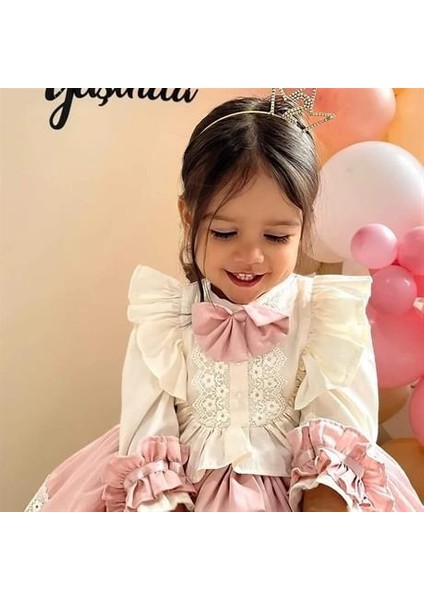Pudra Pembe Vintage Kız Bebek Elbisesi, Özel Dikim Kız Çocuk Elbisesi, Doğum Günü Elbisesi, Fotoğraf Çekim Elbisesi, Kız Bebek Hediyesi, 0-7 Yaşa Uygun modelleri