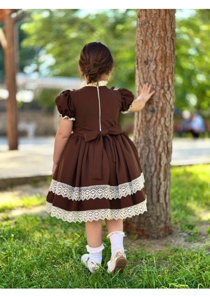 Verona Kahverengi Vintage Kız Bebek Elbisesi, Doğum Günü Elbisesi, Fotoğraf Çekim Elbisesi,0-13 Yaşa Uygun fiyatları
