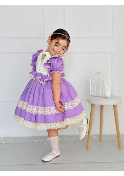 Hercai Lila Vintage Kız Bebek Elbise,doğum Günü Elbise,fotoğraf Çekim Elbise,0-12 Yaş Uygun
