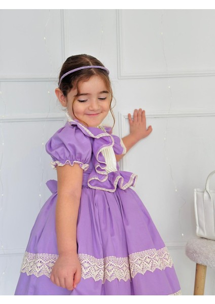 Hercai Lila Vintage Kız Bebek Elbise,doğum Günü Elbise,fotoğraf Çekim Elbise,0-12 Yaş Uygun