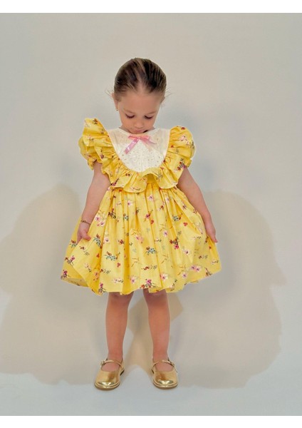 Defne Sarı Vintage Kız Bebek Elbise,doğum Günü Elbise,fotoğraf Çekim Elbise,0-7 Yaş Uygun fiyatları