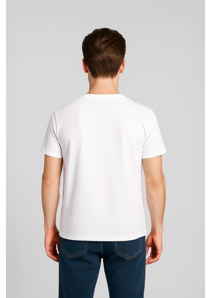 Erkek Rahat Kesim Bisiklet Yaka Baskı Detay T-Shirt fiyatları