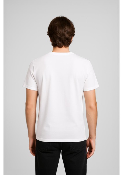 Erkek %100 Pamuk Bisiklet Yaka Baskılı T-Shirt fiyatları