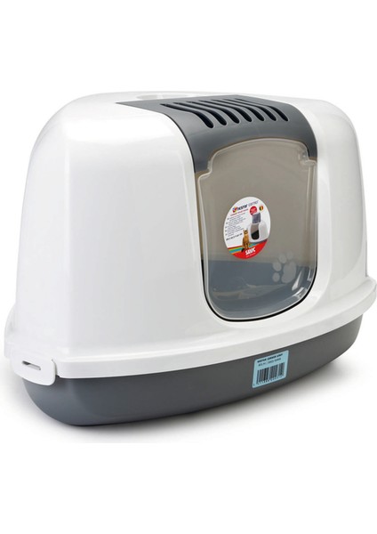 Kapalı Köşe Kedi Tuvaleti, Koku Filtreli, Gri Beyaz, 58X45X40CM Dpmah