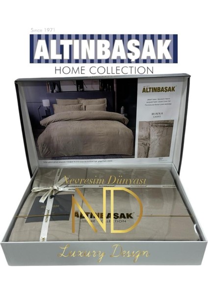Jakarlı Saten Çift Kişilik Nevresim Takımı Mınna Sabre