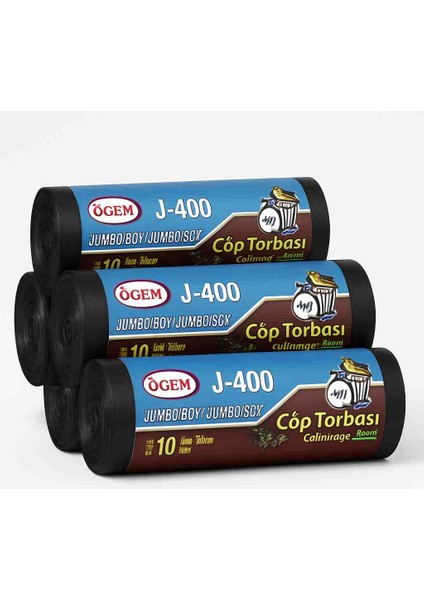 J400 Jumbo Boy Çöp Poşeti 85*110 5 Rulo ( 50 Adet)