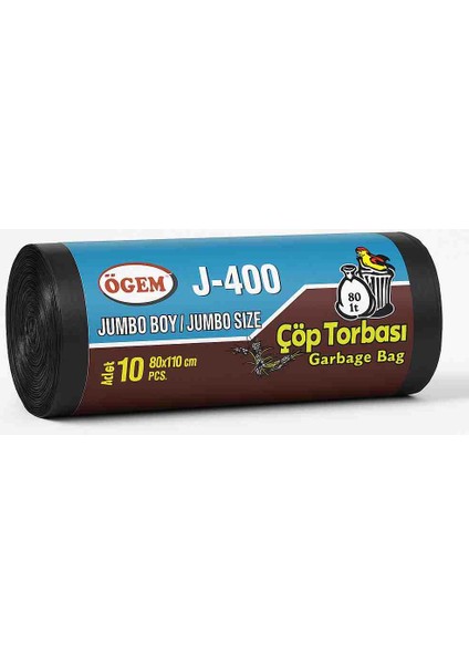 J400 Jumbo Boy Çöp Poşeti 85*110 5 Rulo ( 50 Adet)