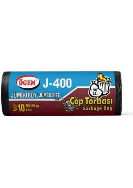J400 Jumbo Boy Çöp Poşeti 85*110 5 Rulo ( 50 Adet)